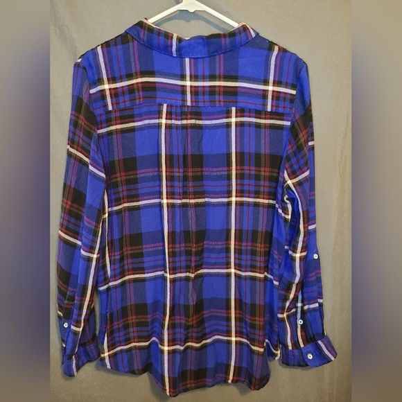 Cato Est. 1946 Vivid Blue Plaid Longsleev Top - Picture 4 of 8